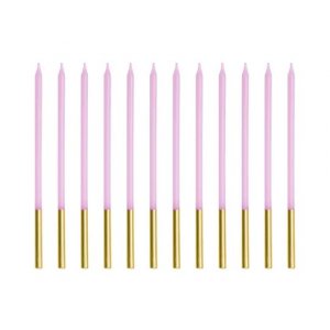 Lange Kuchenkerzen - Lila/Gold - 14 cm - 12 Stück Lange Kuchenkerzen - Lila/Gold - 14 cm - 12 Stück