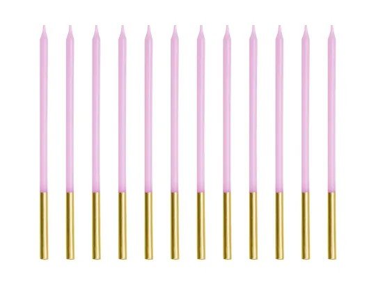 Lange Kuchenkerzen - Lila/Gold - 14 cm - 12 St�ck