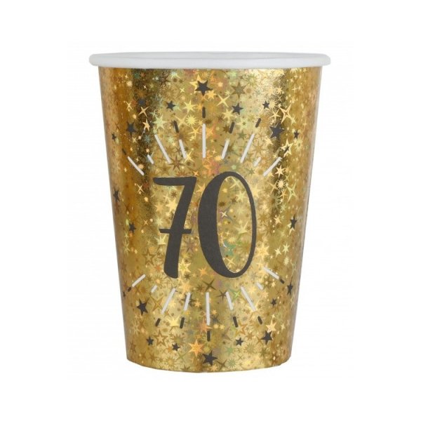 Pappbecher 70 Jahre - Funkelndes Gold - 10er-Packung Pappbecher 70 Jahre - Funkelndes Gold - 10er-Packung