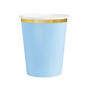 Pappbecher - Blau - Goldrand - 6er-Pack