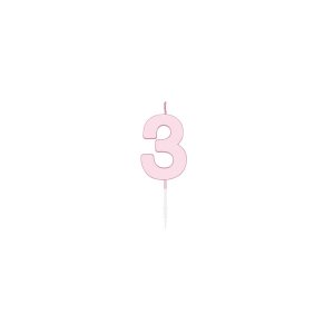 Kuchenkerze - Pastellrosa - 4,5 cm - Nummer 3 Kuchenkerze - Pastellrosa - 4,5 cm - Nummer 3