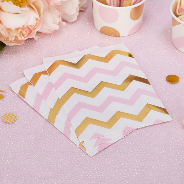Bonbontüten - Chevron - Pink/Gold - 25 Stk Bonbontüten - Chevron - Pink/Gold - 25 Stk