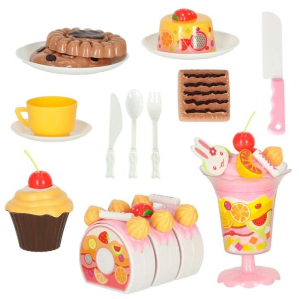 Kuchenspielzeug mit Klettverschluss, 75 Teile, Rosa Kuchenspielzeug mit Klettverschluss, 75 Teile, Rosa