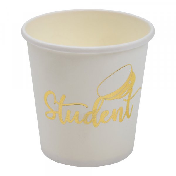 Pappbecher - Student - Wei/Gold - 8er-Pack