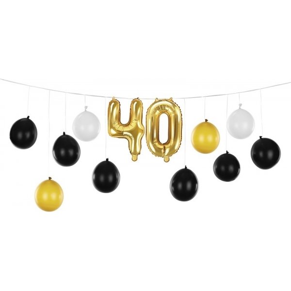 Ballongirlande - 40 - Schwarz/Weiß/Gold Ballongirlande - 40 - Schwarz/Weiß/Gold