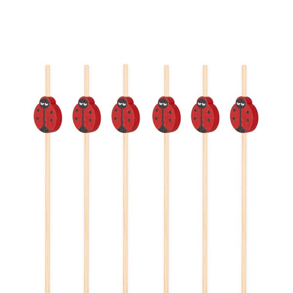 Snack- und Getränkestäbchen - Marienkäfer - 12 cm - 25 Stück Snack- und Getränkestäbchen - Marienkäfer - 12 cm - 25 Stück