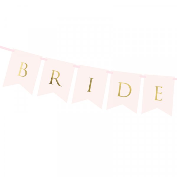 Wimpel - Braut Brutigam - Hellrosa/Gold
