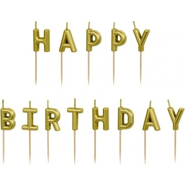 Kuchenkerze - Happy Birthday - Gold