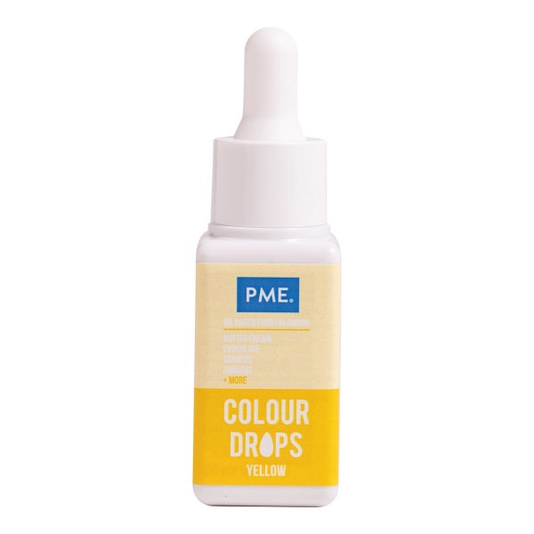 PME Colour Drops - Lebensmittelfarbe auf Ölbasis - Gelb - 20 ml PME Colour Drops - Lebensmittelfarbe auf Ölbasis - Gelb - 20 ml