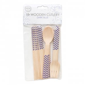 Holzbesteck - Dunkelblau - 18er-Packung Holzbesteck - Dunkelblau - 18er-Packung