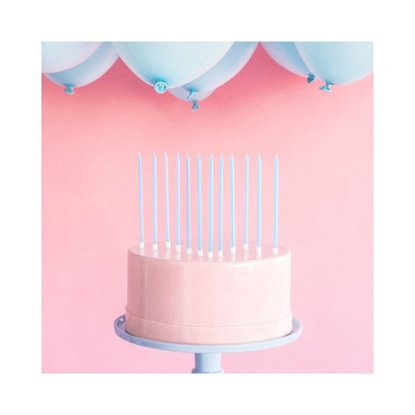 Lange Kuchenkerzen - Hellblau - 14 cm - 12 Stück Lange Kuchenkerzen - Hellblau - 14 cm - 12 Stück