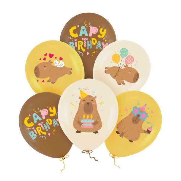 Luftballons - Wasserschwein - Wasserschwein-Geburtstag - 6er-Pack - 30 cm Luftballons - Wasserschwein - Wasserschwein-Geburtstag - 6er-Pack - 30 cm