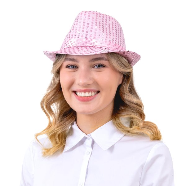 Rosa Hut mit Pailletten