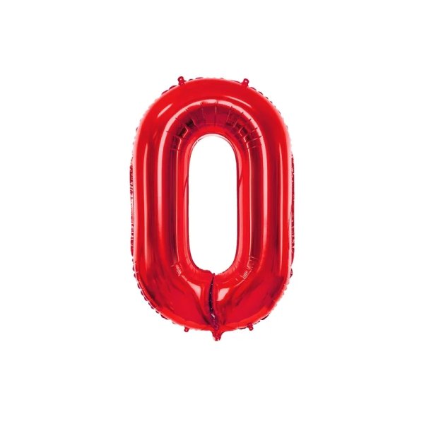 Zahlenballon - Rot, 86 cm - Zahl: 0 Zahlenballon - Rot, 86 cm - Zahl: 0