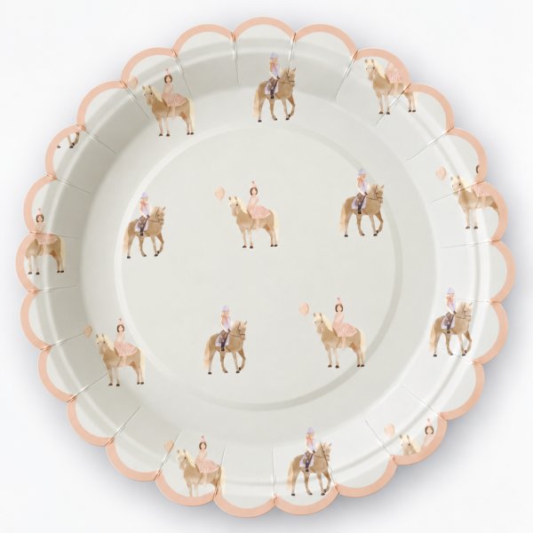 Pappteller - Mädchen auf Pferd - 22 cm - Lavendelblau - 8er-Pack Pappteller - Mädchen auf Pferd - 22 cm - Lavendelblau - 8er-Pack