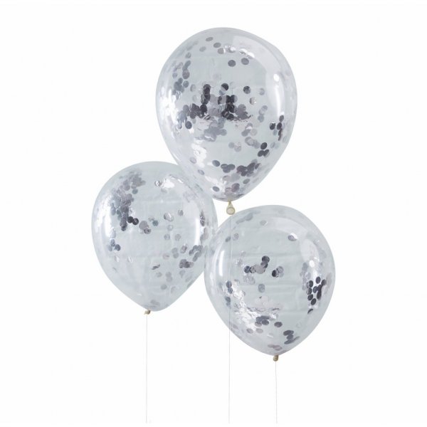 Konfetti-Luftballons - Silber - 5er-Pack