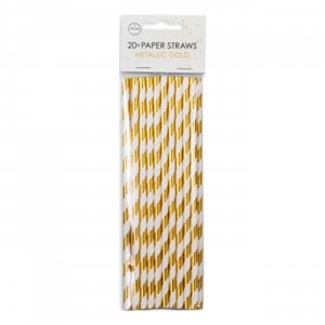 Strohhalme - Gold gestreift - 20 St�ck