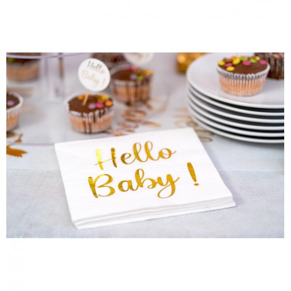 Servietten - Hello Baby - Gold - 20er-Packung Servietten - Hello Baby - Gold - 20er-Packung