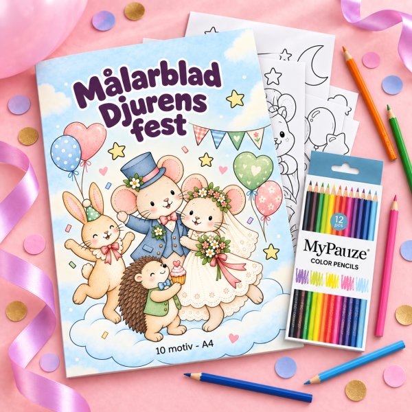 Ausmalbilder mit Buntstiften - Tierparty - 10 Motive - A4 Ausmalbilder mit Buntstiften - Tierparty - 10 Motive - A4