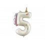 Folienballon Nummer 5 Einhorn - Mix