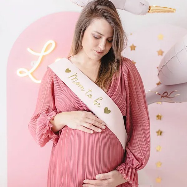 Schärpe - werdende Mutter - Hellrosa/Gold Schärpe - werdende Mutter - Hellrosa/Gold