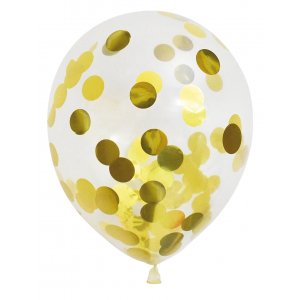Luftballons - Konfetti Gold - 6er-Pack