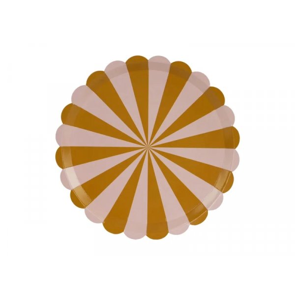 Pappteller - Gestreift Rosa/Braun - 21 cm - 6er-Packung Pappteller - Gestreift Rosa/Braun - 21 cm - 6er-Packung