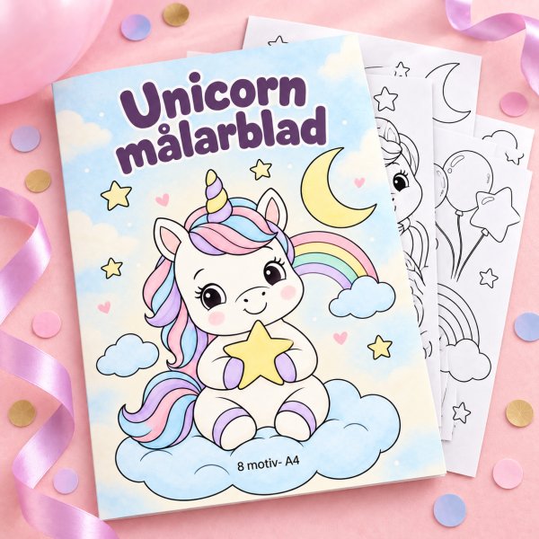 Ausmalbild - Einhorn - 8 Motive - A4 Ausmalbild - Einhorn - 8 Motive - A4