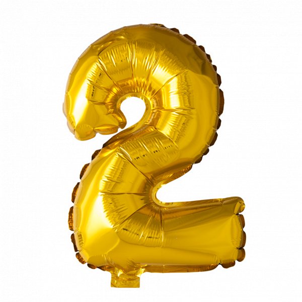 Folienballon - Nummer 2 - Gold - 16 Zoll