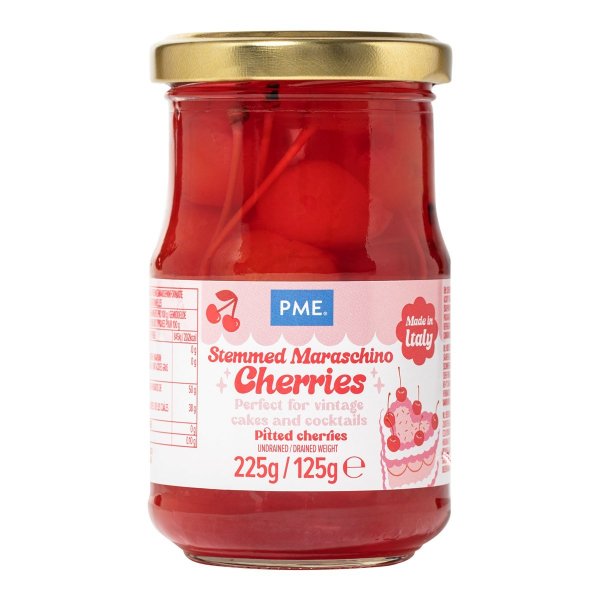 Maraschino-Kirschen mit Stiel - PME - 225 g / 125 g Maraschino-Kirschen mit Stiel - PME - 225 g / 125 g