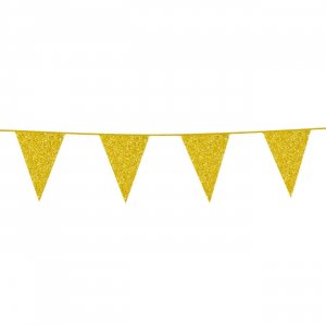 Girlande mit Wimpelkette, Goldglitzer, 6 Meter Girlande mit Wimpelkette, Goldglitzer, 6 Meter