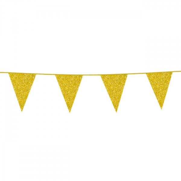 Girlande mit Wimpelkette, Goldglitzer, 6 Meter Girlande mit Wimpelkette, Goldglitzer, 6 Meter