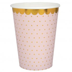 Pappbecher - Mit Gold gepunktet - Rosa - 10er-Pack Pappbecher - Mit Gold gepunktet - Rosa - 10er-Pack