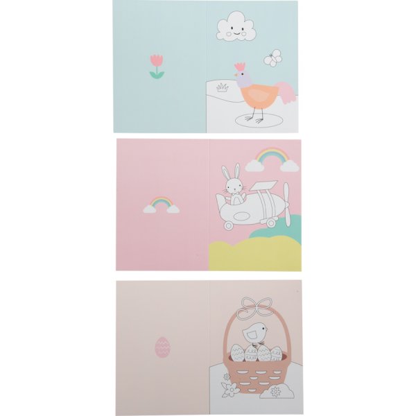 Osterkarten - Umschlge, Aufkleber und Stifte - 3er-Pack