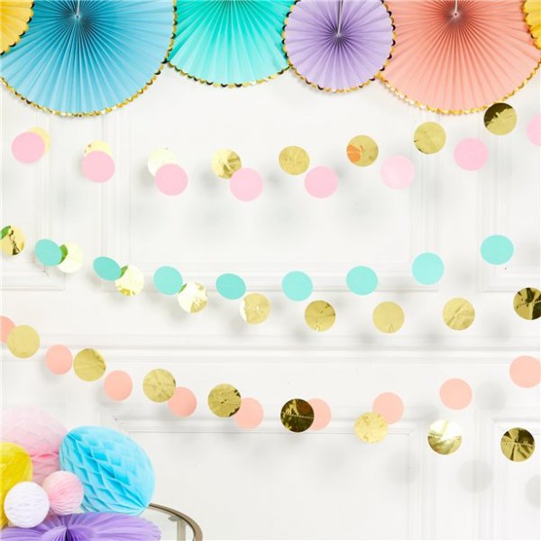 Girlande - Kreise - Pastell/Gold - 6er-Pack Girlande - Kreise - Pastell/Gold - 6er-Pack