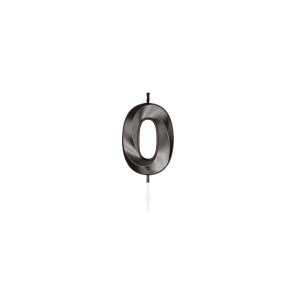 Kuchenkerze - Metallic-Schwarz - Nummer 0 - 6 cm Kuchenkerze - Metallic-Schwarz - Nummer 0 - 6 cm