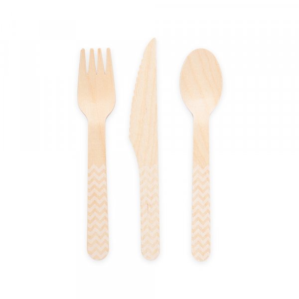 Holzbesteck - Wei� - 18er-Packung/6 Gedecke
