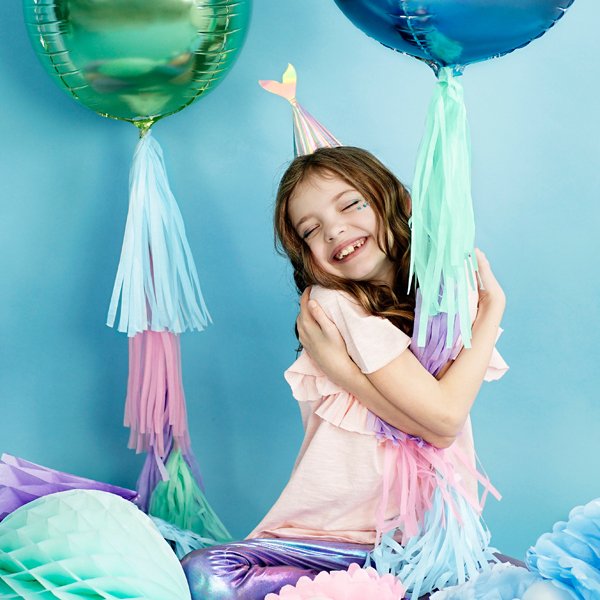 Quastengirlande - Rosa/Blau/Lila/Mint