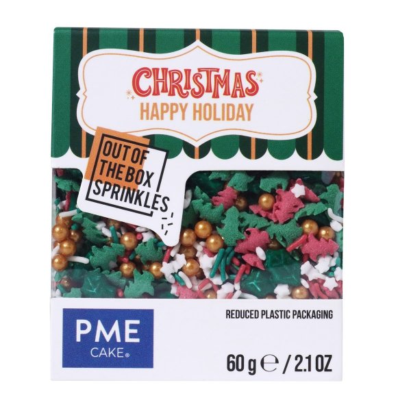 Weihnachtsstreusel - Aus der Schachtel - Fr�hliche Feiertage - 60 g - PME