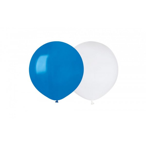 Runde Luftballons - 48 cm - Blau/Wei - 10er-Pack