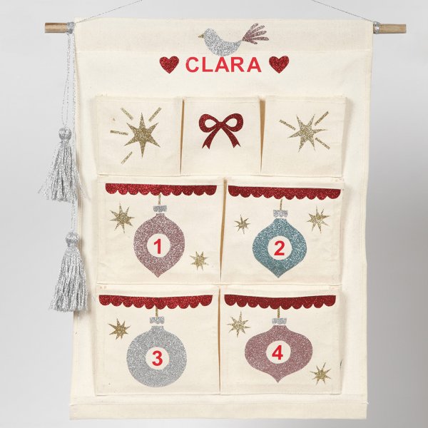 Adventskalender - Hngend mit 7 Taschen - Natur