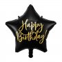Folienballon - Stern - Happy Birthday - Schwarz/Gold