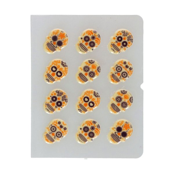 Schokoladendekoration Totenköpfe zum Tag der Toten - 12er-Packung Schokoladendekoration Totenköpfe zum Tag der Toten - 12er-Packung
