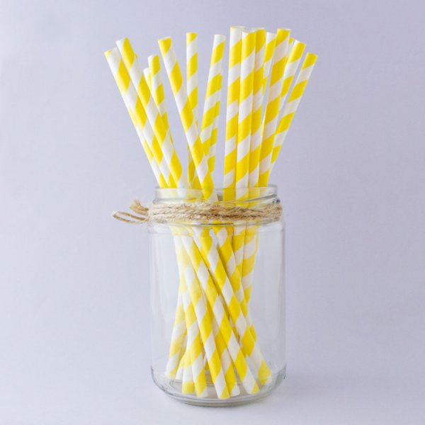 Strohhalme - gestreift - gelb - 10er-Pack