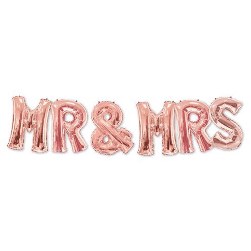Große Buchstabenballons - Mr & Mrs - Roségold Große Buchstabenballons - Mr & Mrs - Roségold