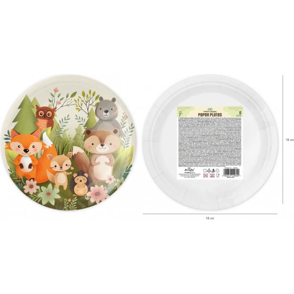Pappteller - Freunde des Waldes - 18 cm - 6er-Pack Pappteller - Freunde des Waldes - 18 cm - 6er-Pack