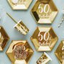 Dessertteller - 50. Geburtstag - Wei/Gold - 6er-Pack