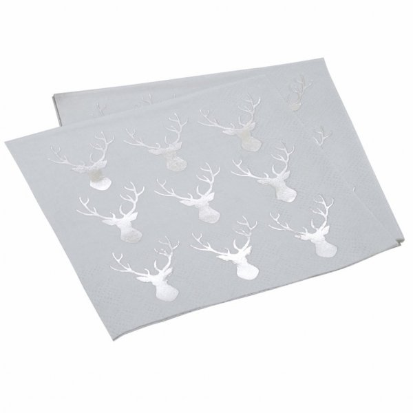 Kleine Servietten - Rentier - Silber - 20er-Pack Kleine Servietten - Rentier - Silber - 20er-Pack