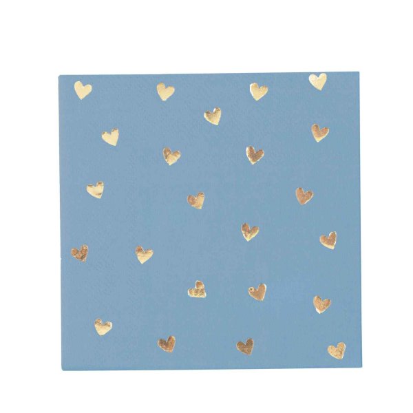 Kaffeeservietten mit Herzchenmuster - Blau - 20er-Packung