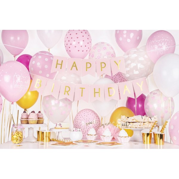 Wimpel - Happy Birthday - Rosa/Gold Wimpel - Happy Birthday - Rosa/Gold